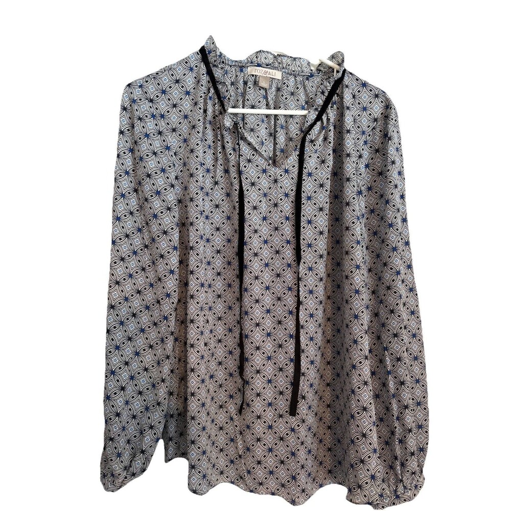 Dress Barn Roz &Ali Top Large Geometric Print Career Office Professional modern